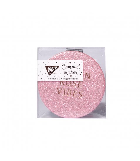 Дзеркало компактне "Rosegold", кругле, 8см, глiтер, 707302 Yes