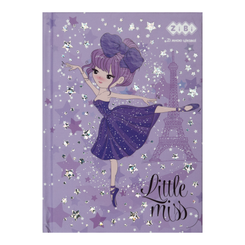 Блокнот А6 64 арк "Little miss", кл., тв. обкл., мат. лам.+лак, фіолетовий  ZB.12714-07