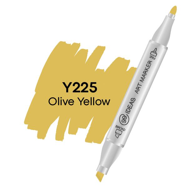 Маркер двосторонній Оливково-жовтий, Y225, 99IDEAS