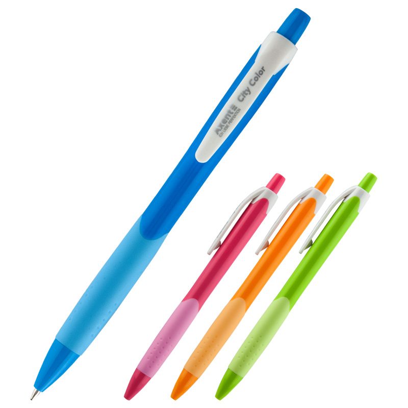 Ручка кулькова City Color автоматична, синя, AB1085-02 ***
