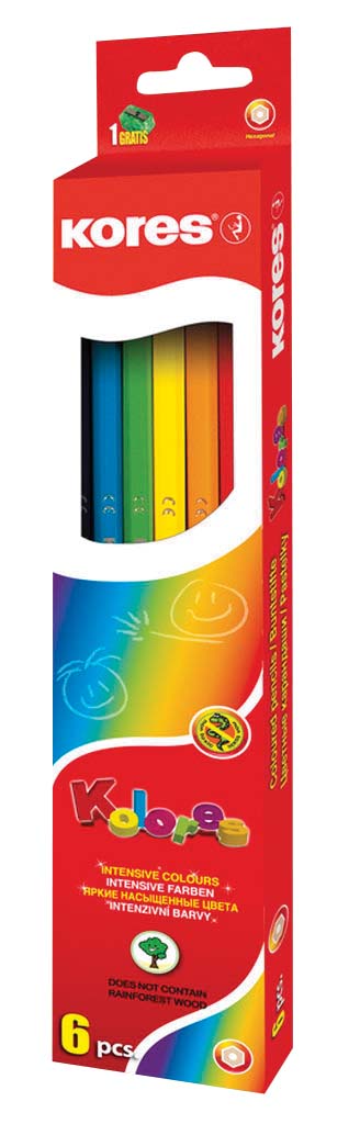 Карандаши цветные, 3 мм,6 шт (К100106) (К96306)