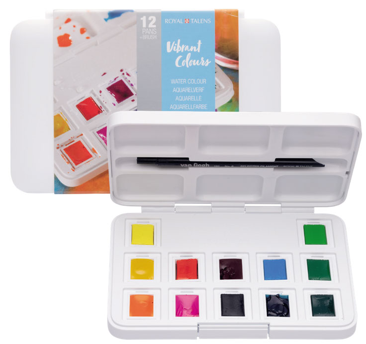 Набір акварельних фарб Van Gogh Pocket box Vibrant Colours 12 кювет+пензлик, Royal Talens 5