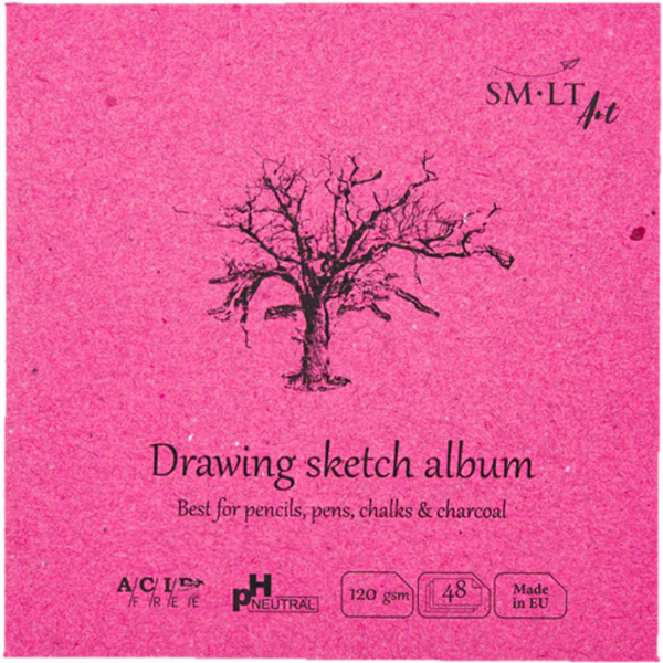 Альбом для рисунка Authentic 14*14 см, 120 г/м², 48 л, Smiltainis