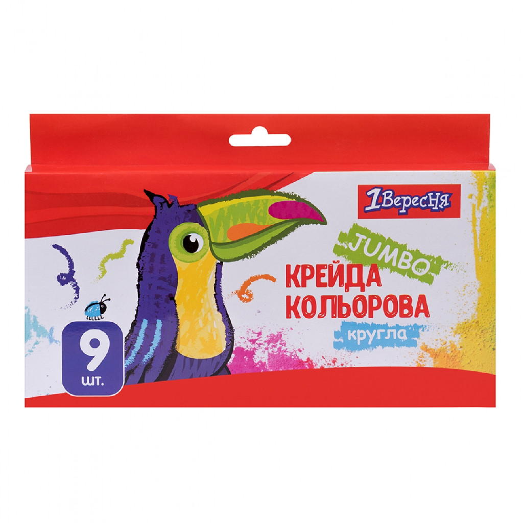 Мел "Zoo Land" 9 шт., Jumbo, цветной, 1Вересня, 400447