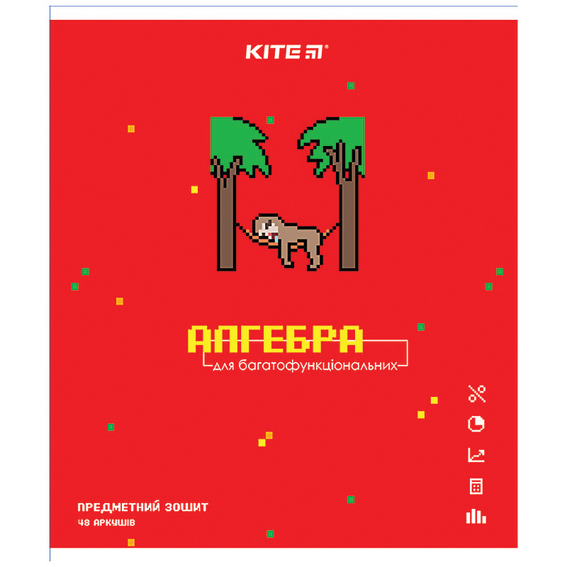 Тетрадь 48 кл, Предметка - Алгебра, гибр лак з УФ, Pixel, K21-240-16