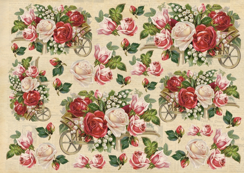 Карта декупажна А3 Троянди в букетах, 40 г/м², Е 134 Vintage Design