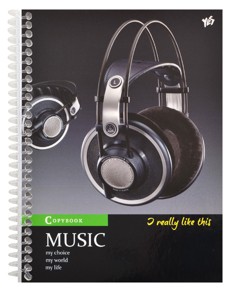 Зошит А5 80 кл. YES од.спіраль Headphones, 680993 (1613)