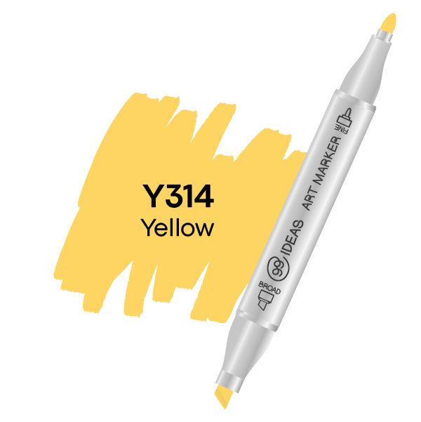 Маркер двосторонній Жовтий, Y314, 99IDEAS
