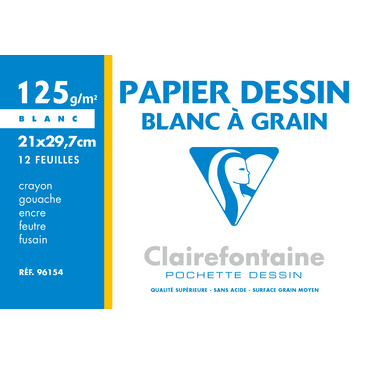 Склейка д/малюнка А4 Blanc a Grain 12 арк./125 г/м2, біла обклад., 96154C