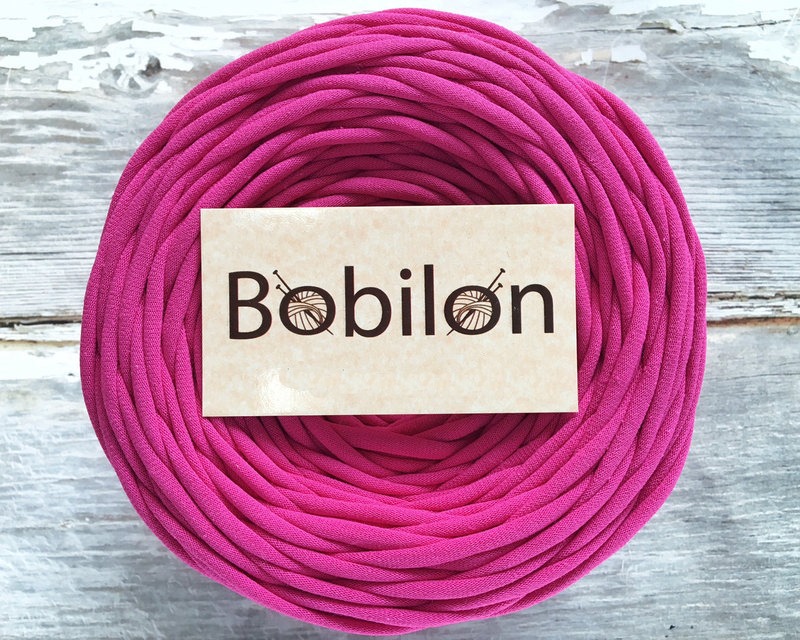 Пряжа трикотажна Bobilon Mini (5-7 мм), малиновий