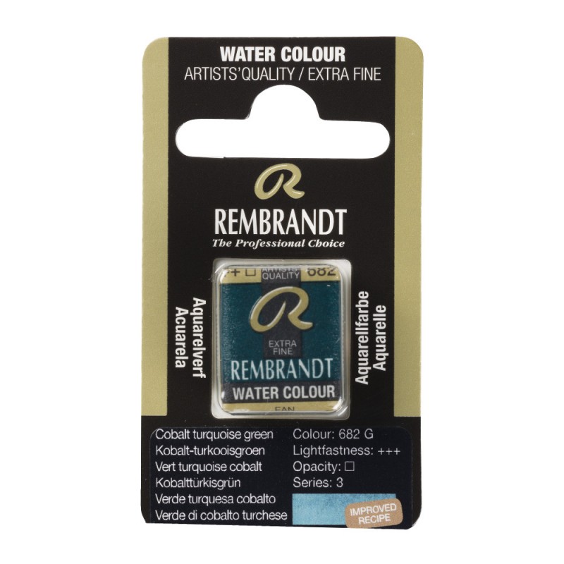 Краска акварельная Rembrandt 682 Кобальт бирюзово-зеленый, кювета, Royal Talens