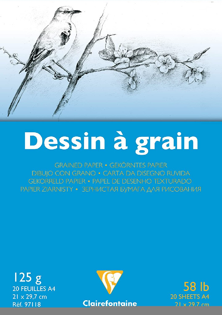 Папка д/ескізів А4 Dessin a Grain, 20 арк. (125 г/м2), білий папір, 97118C Clairefontaine