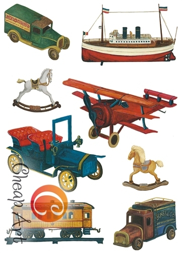 Карта декупажна А4 Старі іграшки, 45 г/м², 00825