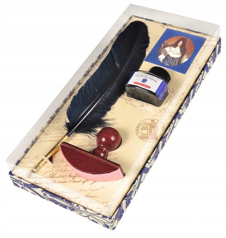 Письменный набор начинающего д/калиграфии с гусиным пером и темно-синими чернилами 30 мл, 27315T