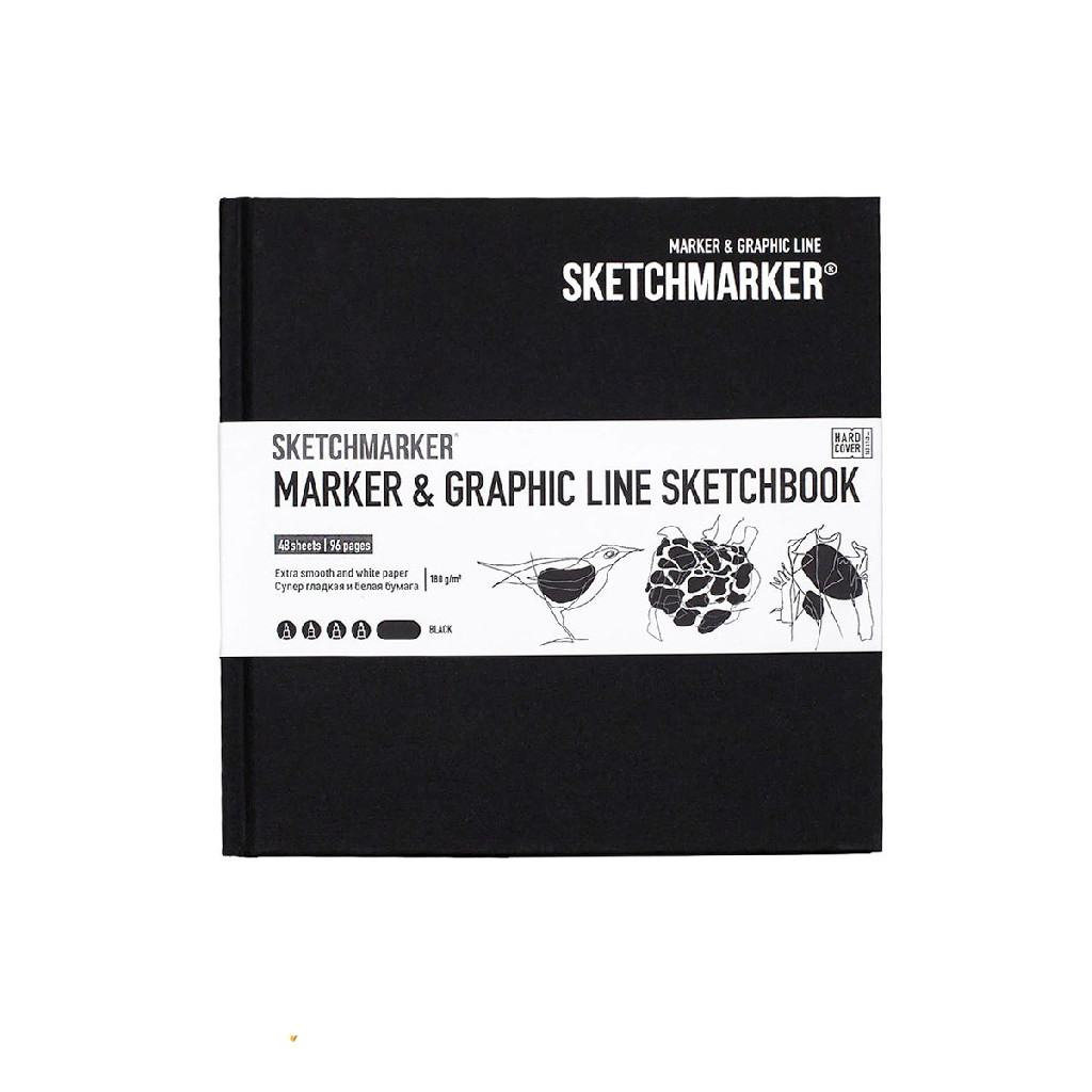 Скетчбук SKETCHMARKER Marker&Graphic 163*163 мм 48 арк., 180 г/м², тв.обкл., чорний, MGLHSQ/BLACK