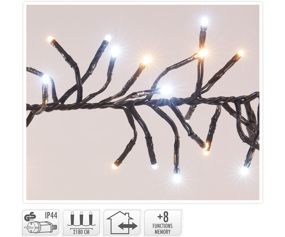 Гірлянда із LED-ламп/2 кол., 3000 шт., біле і тепло-біле світло, чорний дріт 3 м, AX9502770