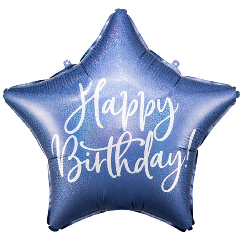 Шар воздушный 18" Happy Birthday Звезда темно-синяя, 3202-3021