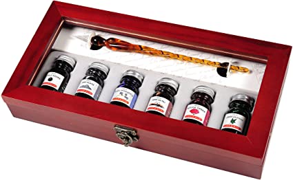 Письменный набор д/калиграфии с чернилами 10 мл (6 шт.) в деревянной коробке, 27602T