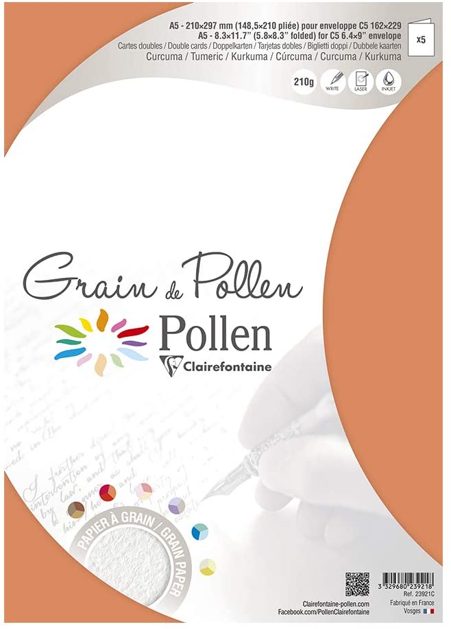 Заготовка д/открыток сложенная зернистая Pollen 148,5*210 мм/210 г, Tumeric/Куркума, 23921C