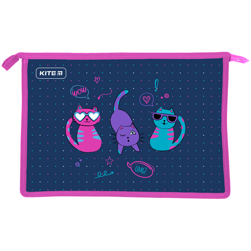 Папка на молнии A4+, Kite Cats, K23-428-1