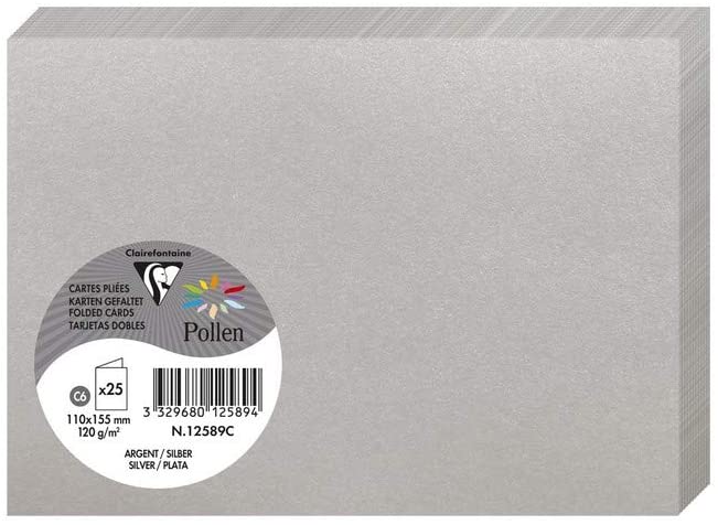 Заготовка для открыток сложенная ​​Pollen 110*155 мм/210 г, Silver/Серебряный, 12589C