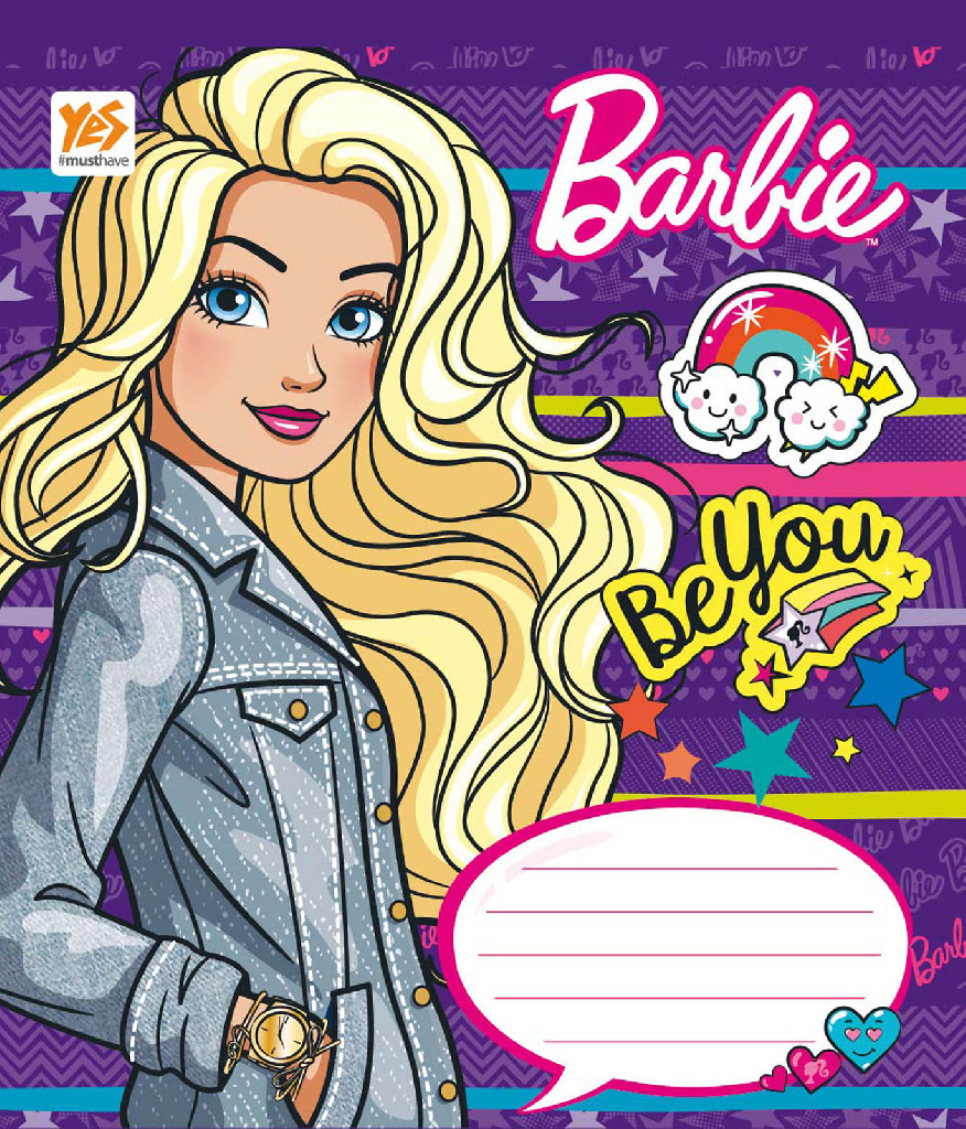 Зошит 12 лін. YES Barbie Purple-17, глітер, 760989 (0622)