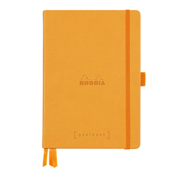 Блокнот А5 124 л. Goalbook, в точку, жёсткая обложка из кожзам., на резинке, бумага белая, оранжевый, 118584C