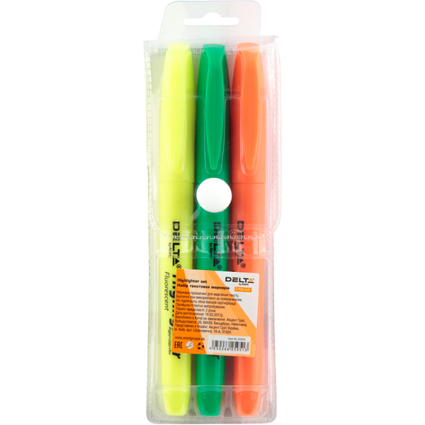 Набор из 3-х текст-маркеро 2-4 мм, клиноп., Highlighter D2503