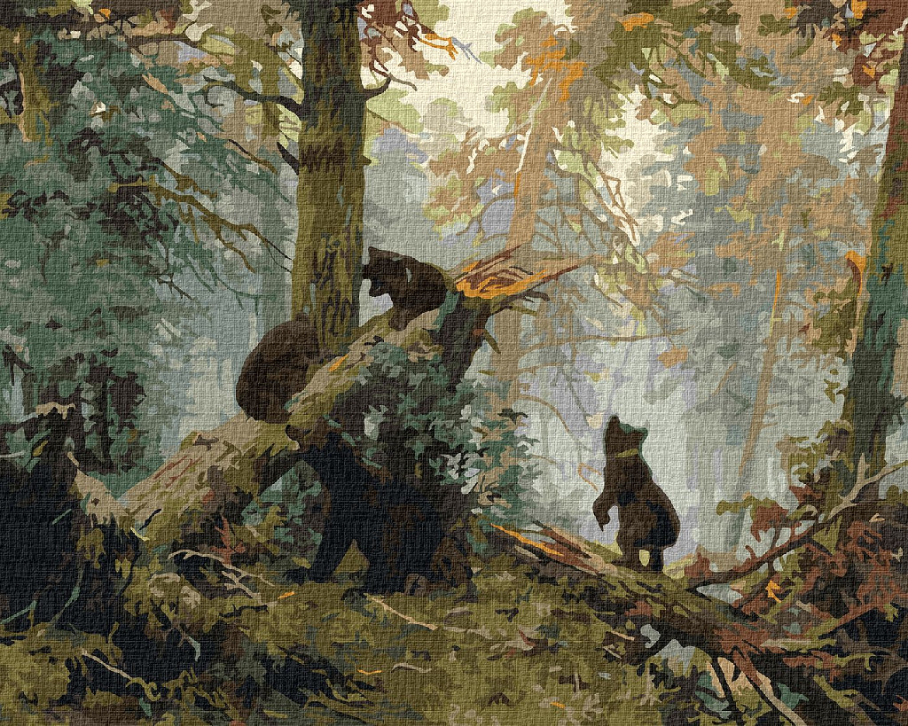 Картина по номерам 40*50 см Животные, птицы "Утро в сосновом лесу ©И.Шишкин и К.Савицкий", KH4310