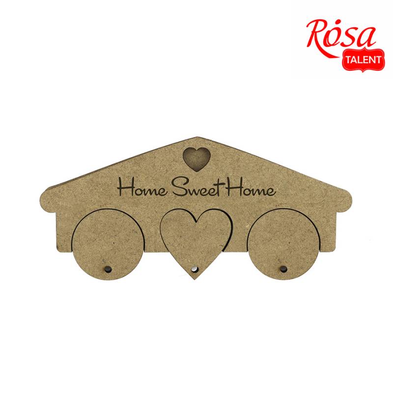 Заготовка Ключница "Home Sweet Home" 3 брелока, МДФ, 19,5*1,2*8,7 см, Rosa Talent