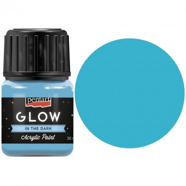 Краска акриловая для декора "Glow in the dark", Голубая, 30мл, Pentart