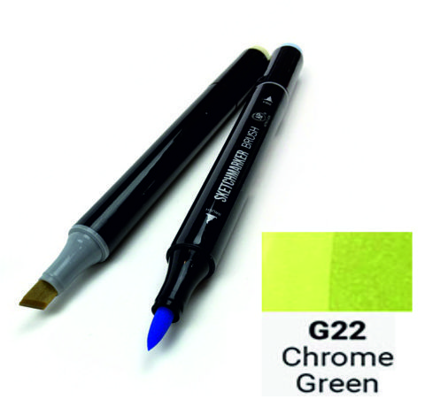 Маркер двосторонній SKETCHMARKER Brush Зелений хром, SMB-G22 3