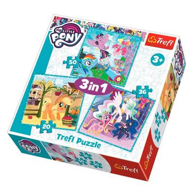 Пазл "3 в 1" - Щасливі дні поні/Hasbro, My Little Pony, Trefl, 34843