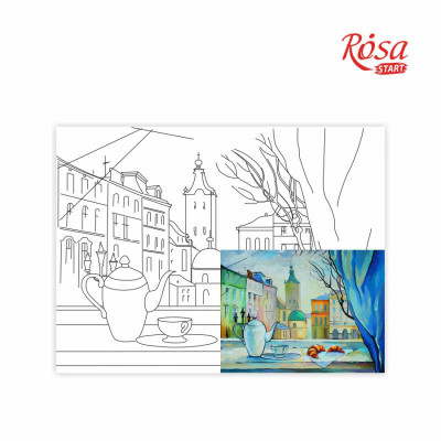 Полотно на картоні з контуром, Міста "Львів", 30*40, бавовна, акрил, Rosa Start