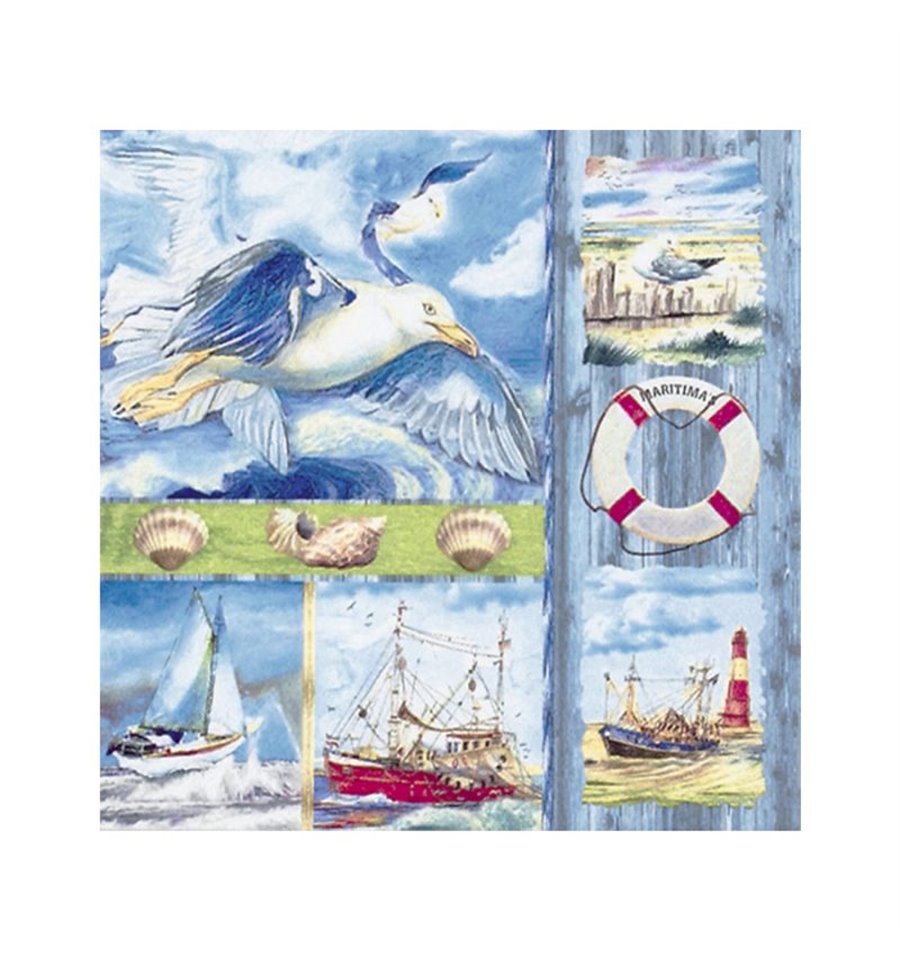 Декупажні серветки "Морський колаж", 33*33 см, ti-flair