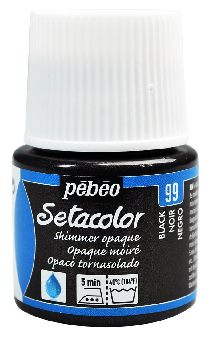 Краска для светлых тканей Setacolor 45 мл непрозрачная блестящая, чёрная, 295-099 Pebeo