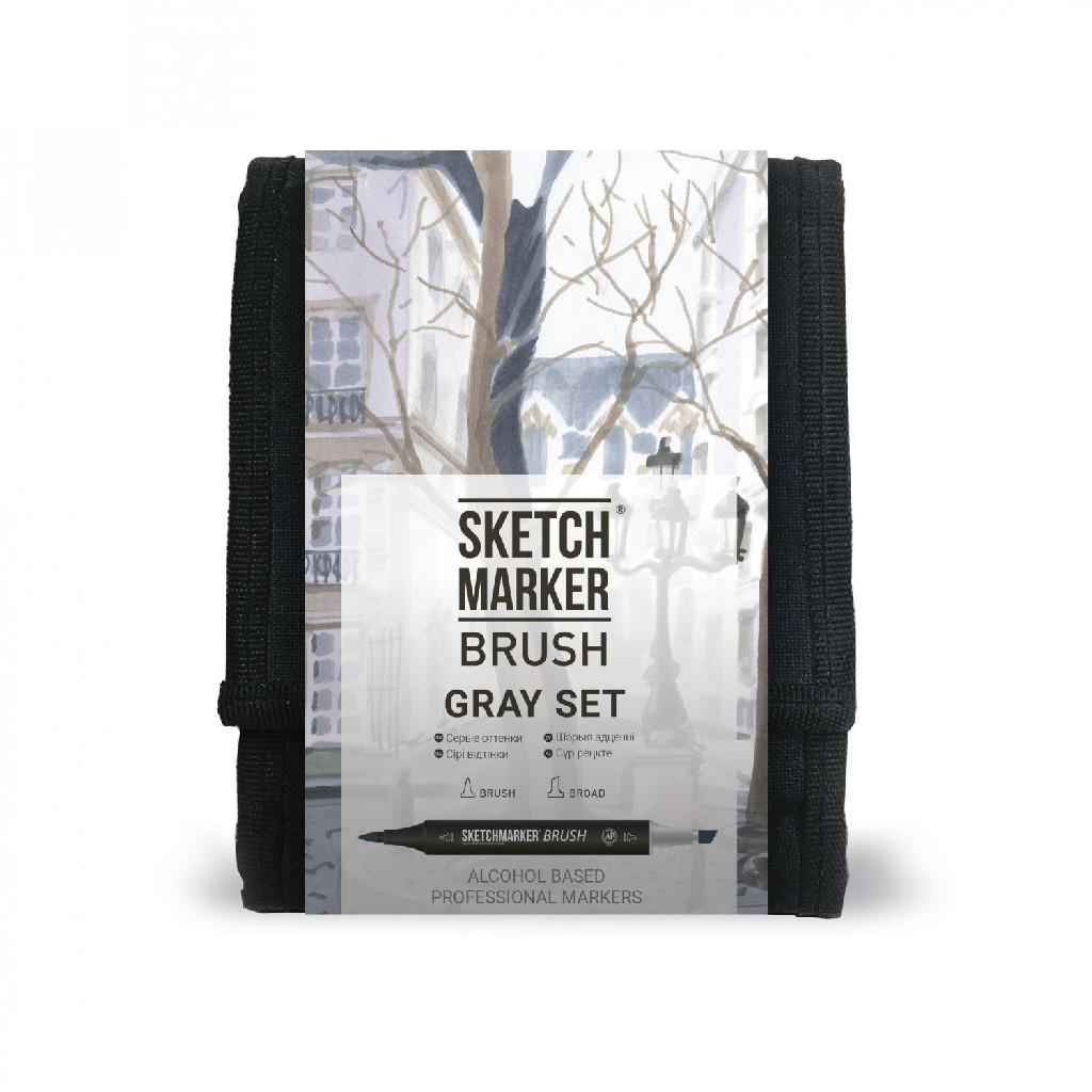 Набор маркеров SKETCHMARKER Brush "Серые тона" 12 шт, SMB-12GRAY 4