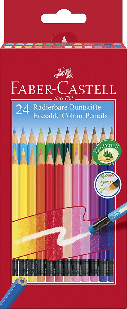 Набір олівців кольорових 24 кол. з гумкою, 116625 Faber-Castell