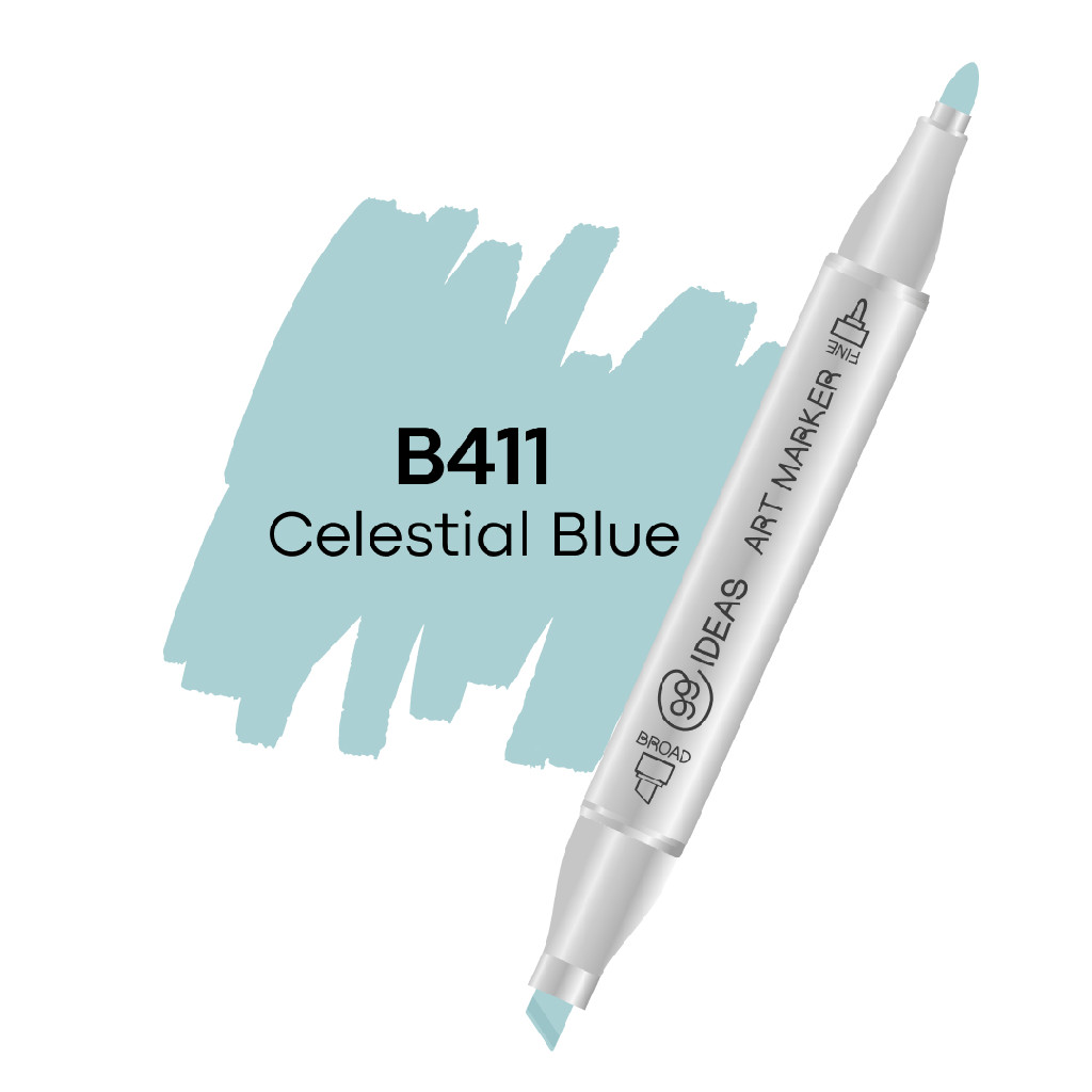 Маркер двухсторонний Celestial Blue - Небесная лазурь, B411, 99IDEAS