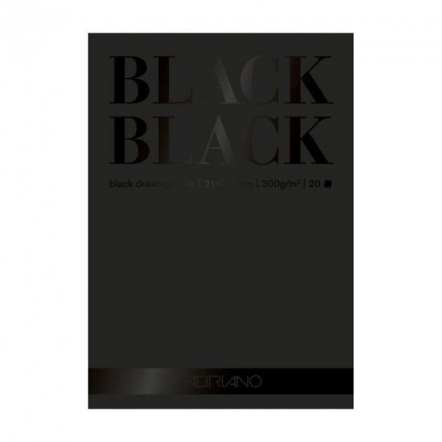 Склейка-бокс mixed media Black Black А4 (21*29,7 см), 300 г/м2, 20 л, чорний, гладкий, Fabriano