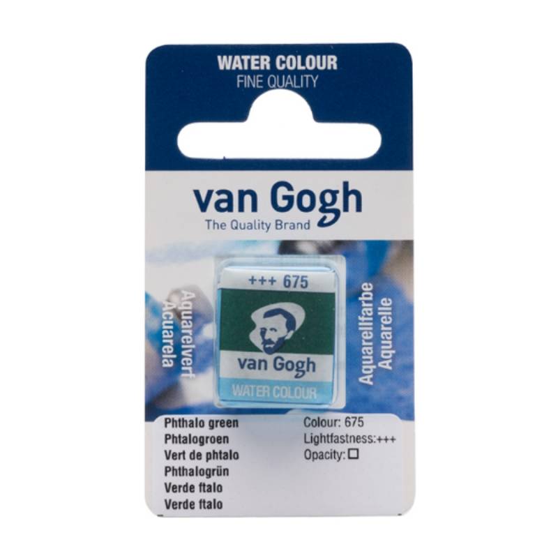 Краска акварельная Van Gogh 675 Зеленый ФЦ, кювета, Royal Talens