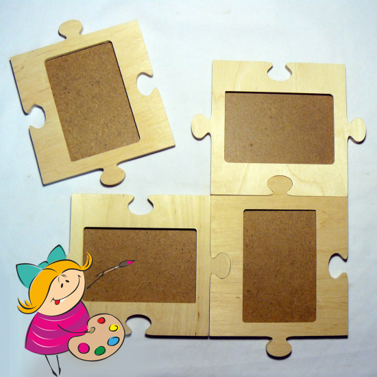 Заготовка деревянная Фоторамка-коллаж "Пазл", 0499