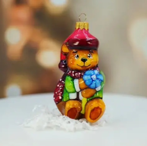 Іграшка ялинкова "Ведмедик з волошкою", MarryChupmas 3