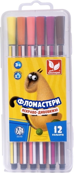 Фломастеры 12 цв., шестигранные в пластиковой коробке, 314115001-UA