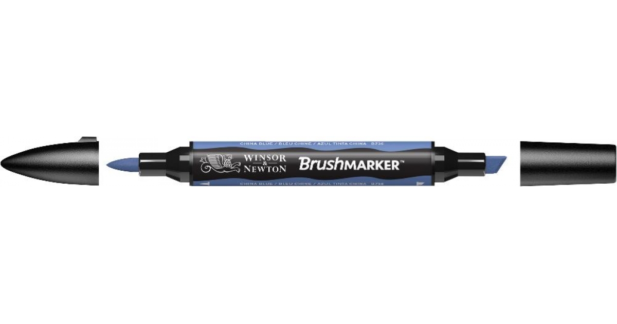 Маркер двосторонній Brushmarker, Китайський синій, (B736) 0204198 W&N