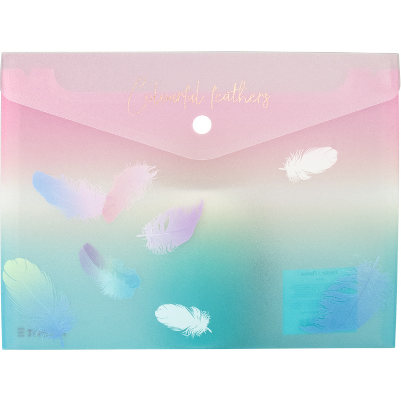 Папка на кнопці А5+, Colourful Feather 01, 1442-91-A