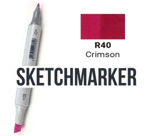 Маркер SKETCHMARKER, 2 пера: долото и тонкое, Crimson - Малиновый, SM-R40 3