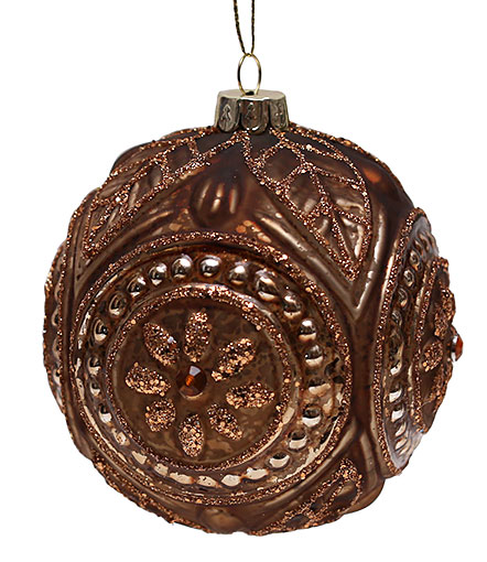 Шар елочный 10 см, коричневый антик, 172-219