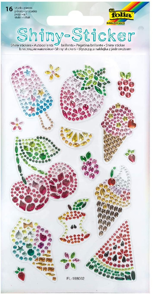Наклейки с блёстками Allyear-3 10*16 см (1 арк., 16 шт.), 18303 Folia