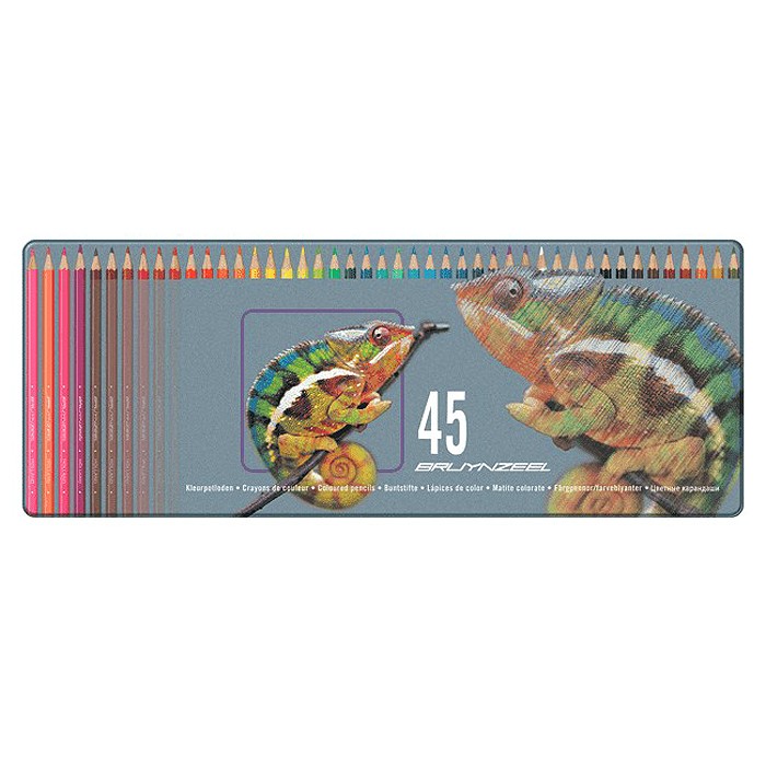 Набор цветных карандашей Chameleon, 45 шт, мет. коробка, Bruynzeel